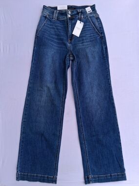 Judy Blue High Rise Wide Leg X Back 7/28 Boho 1970's New with Tags